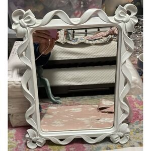 Vintage Syroco Wood Mirror Frame Bows Ribbon Cottagecore Shabby  Chic Hanging